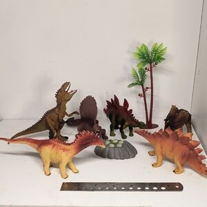 Dinosaur Playset with Palm Tree